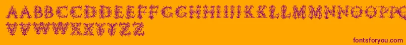 Czcionka Vespasiansflorials – fioletowe czcionki na pomarańczowym tle