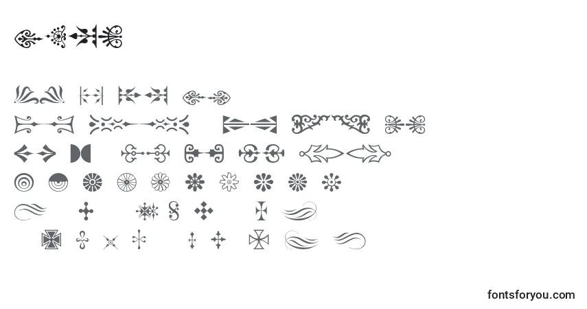 Czcionka Decorations – alfabet, cyfry, specjalne znaki
