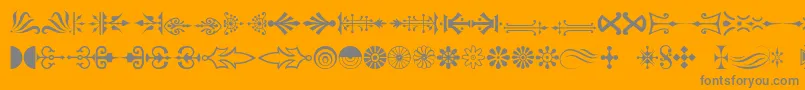 Decorations-Schriftart – Graue Schriften auf orangefarbenem Hintergrund