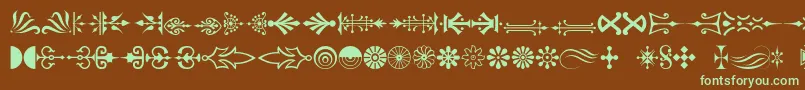 Decorations-fontti – vihreät fontit ruskealla taustalla