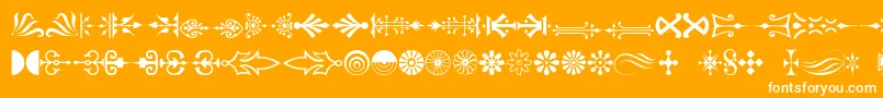 Decorations-Schriftart – Weiße Schriften auf orangefarbenem Hintergrund