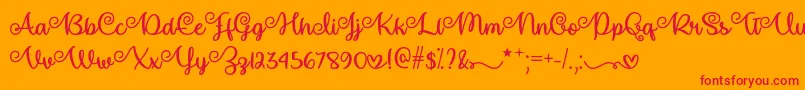 MakeMagicHappenOtf-Schriftart – Rote Schriften auf orangefarbenem Hintergrund