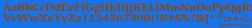 フォントGlossaryBlackSsiBlack – 茶色の文字が青い背景にあります。