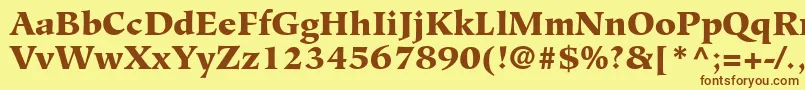 フォントGlossaryBlackSsiBlack – 茶色の文字が黄色の背景にあります。