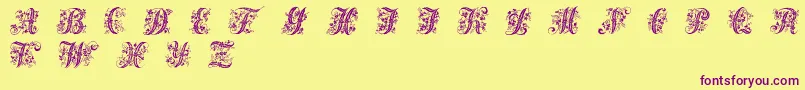 Victorianinitials1 Font – Purple Fonts on Yellow Background