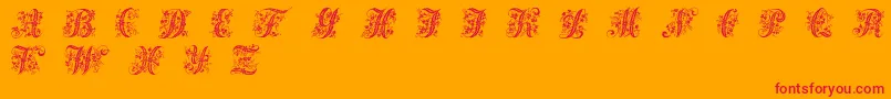 Victorianinitials1-fontti – punaiset fontit oranssilla taustalla
