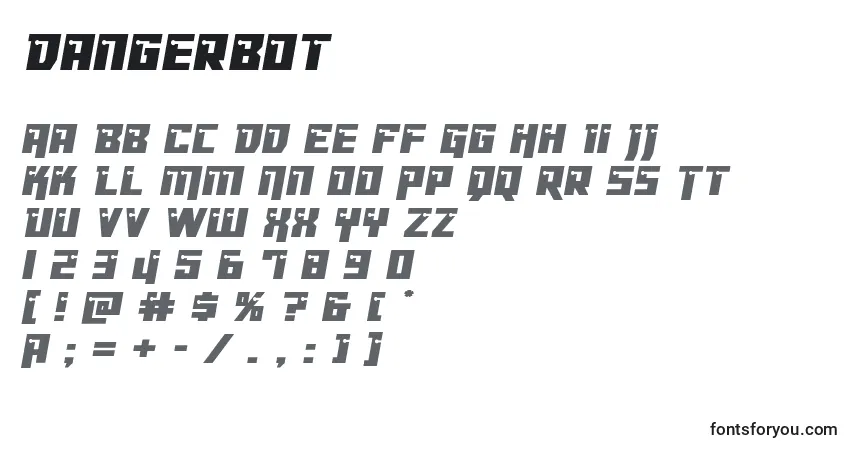 Schriftart Dangerbot – Alphabet, Zahlen, spezielle Symbole