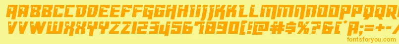 Dangerbot-Schriftart – Orangefarbene Schriften auf gelbem Hintergrund