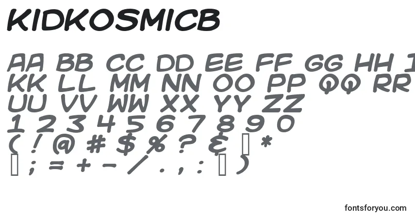 Kidkosmicb-fontti – aakkoset, numerot, erikoismerkit