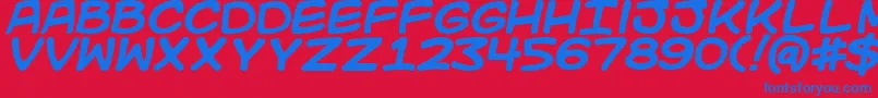 Kidkosmicb Font – Blue Fonts on Red Background