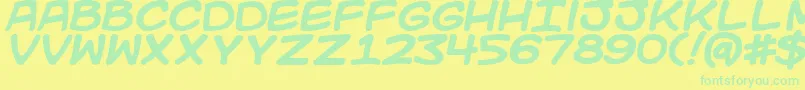 More about Kidkosmicb Font Kidkosmicb Font – Green Fonts on Yellow Background