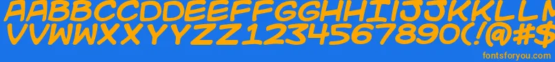 Kidkosmicb Font – Orange Fonts on Blue Background