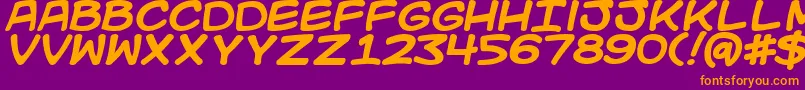 Kidkosmicb-fontti – oranssit fontit violetilla taustalla