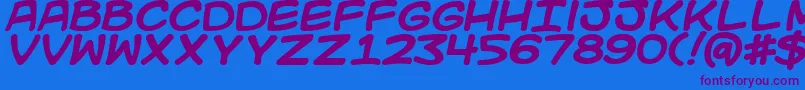 Kidkosmicb-Schriftart – Violette Schriften auf blauem Hintergrund