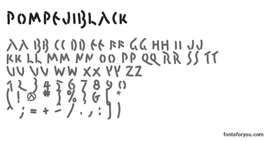 Czcionka PompejiBlack – alfabet, cyfry, specjalne znaki