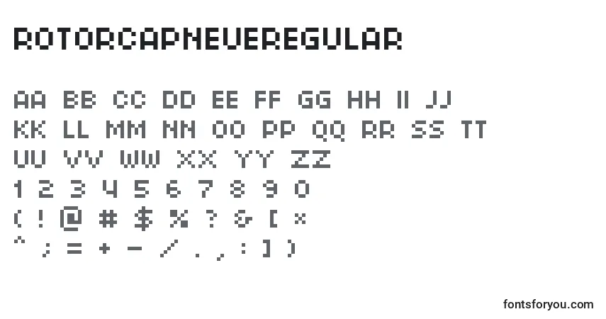 Czcionka RotorcapneueRegular – alfabet, cyfry, specjalne znaki