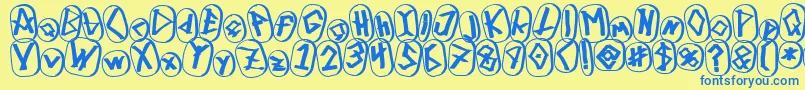 RunezOfOmegaThree-fontti – siniset fontit keltaisella taustalla