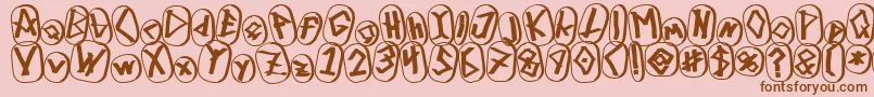 Weitere Informationen zur RunezOfOmegaThree-Schriftart RunezOfOmegaThree-Schriftart – Braune Schriften auf rosa Hintergrund