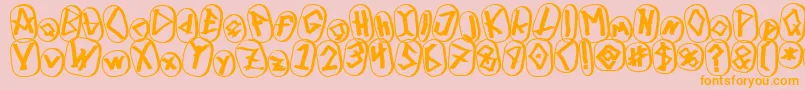 RunezOfOmegaThree-Schriftart – Orangefarbene Schriften auf rosa Hintergrund