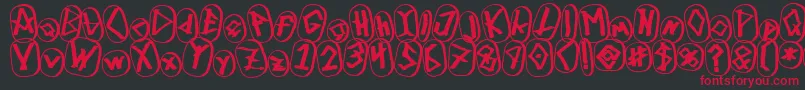 RunezOfOmegaThree-Schriftart – Rote Schriften auf schwarzem Hintergrund