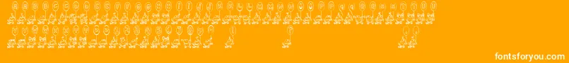 HoppyRibbitday-Schriftart – Weiße Schriften auf orangefarbenem Hintergrund