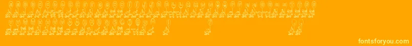 HoppyRibbitday-Schriftart – Gelbe Schriften auf orangefarbenem Hintergrund
