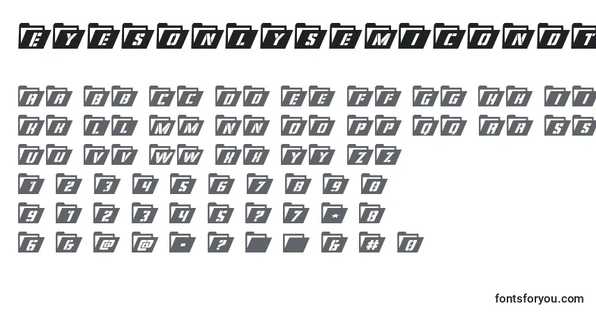 Czcionka Eyesonlysemicondtal – alfabet, cyfry, specjalne znaki