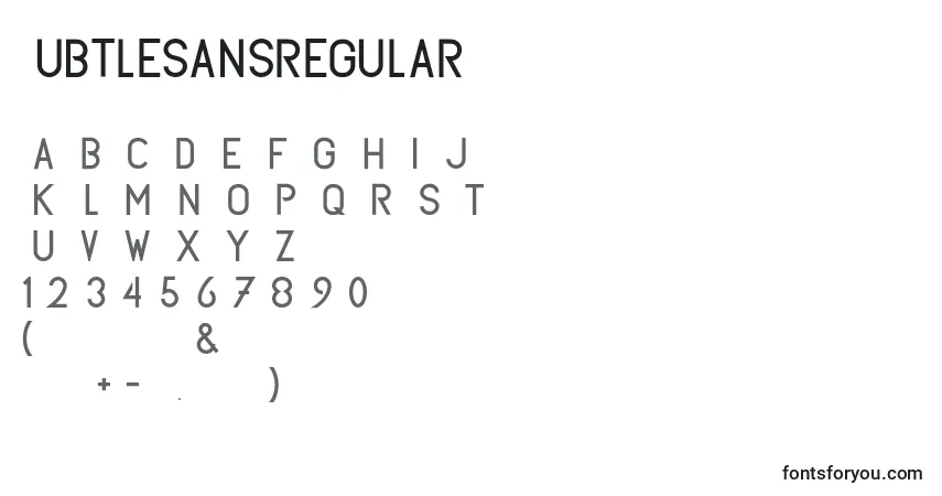 Schriftart Subtlesansregular (38549) – Alphabet, Zahlen, spezielle Symbole