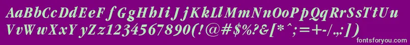 GaramondcondBoldItalicRegular Font – Green Fonts on Purple Background