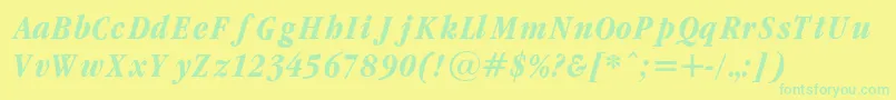 GaramondcondBoldItalicRegular Font – Green Fonts on Yellow Background