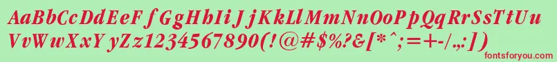 GaramondcondBoldItalicRegular Font – Red Fonts on Green Background