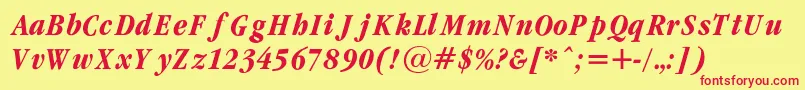 GaramondcondBoldItalicRegular Font – Red Fonts on Yellow Background