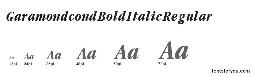GaramondcondBoldItalicRegular Font Sizes