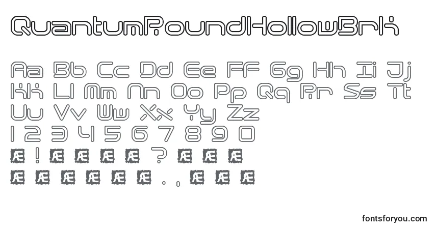 Czcionka QuantumRoundHollowBrk – alfabet, cyfry, specjalne znaki