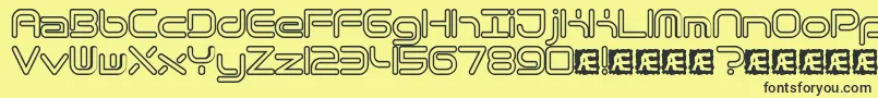 QuantumRoundHollowBrk Font – Black Fonts on Yellow Background