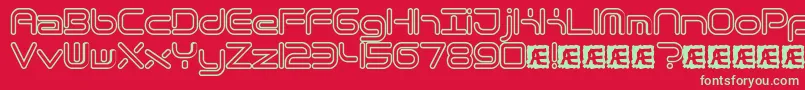 QuantumRoundHollowBrk Font – Green Fonts on Red Background