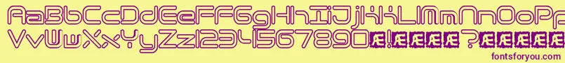 QuantumRoundHollowBrk Font – Purple Fonts on Yellow Background