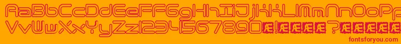QuantumRoundHollowBrk Font – Red Fonts on Orange Background