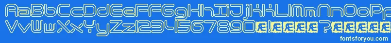 QuantumRoundHollowBrk Font – Yellow Fonts on Blue Background