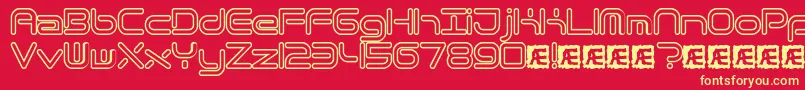 QuantumRoundHollowBrk Font – Yellow Fonts on Red Background