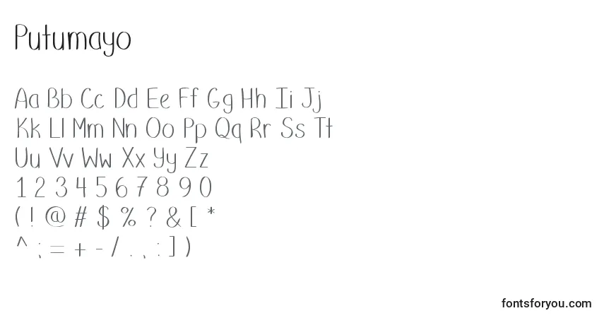 Schriftart Putumayo – Alphabet, Zahlen, spezielle Symbole