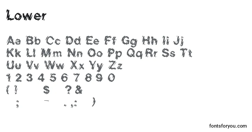 A fonte Lower – alfabeto, números, caracteres especiais