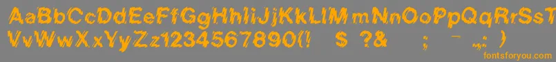 フォントLower – オレンジの文字は灰色の背景にあります。