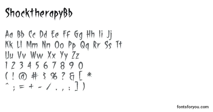 Czcionka ShocktherapyBb – alfabet, cyfry, specjalne znaki