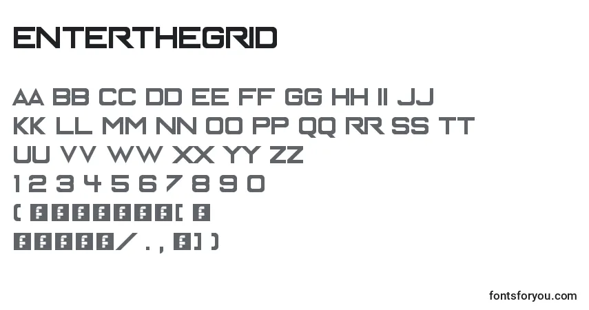 Czcionka EnterTheGrid – alfabet, cyfry, specjalne znaki