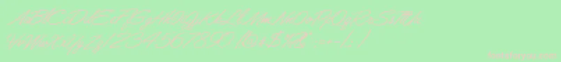 LisbonScript-fontti – vaaleanpunaiset fontit vihreällä taustalla