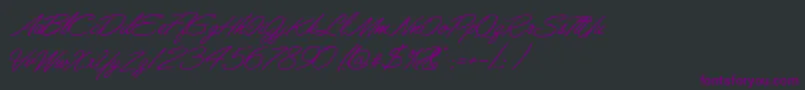 Czcionka LisbonScript – fioletowe czcionki na czarnym tle