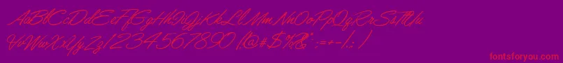 フォントLisbonScript – 紫の背景に赤い文字