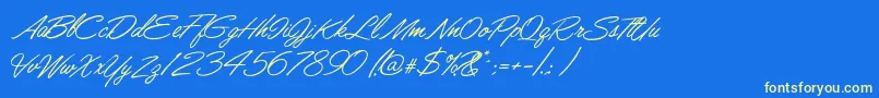 Fonte LisbonScript – fontes amarelas em um fundo azul