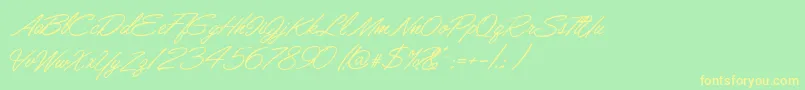 LisbonScript Font – Yellow Fonts on Green Background